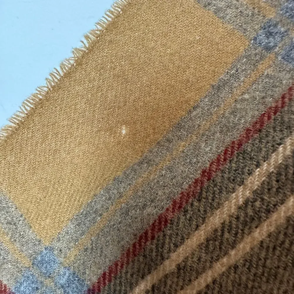 Vintage 1970s Christian Dior Plaid Scarf Brown Grey Burgundy Tartan